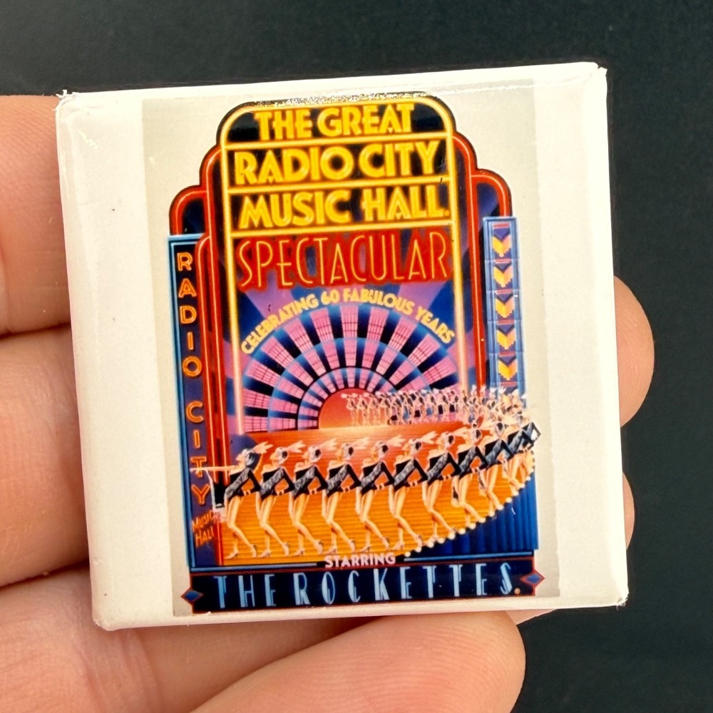 Vintage Estate Radio City Music Hall Pin Brooch Silver Rockettes Souvenir 1.25in